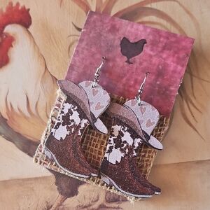 Cowboy Boot Earrings with Hat Design